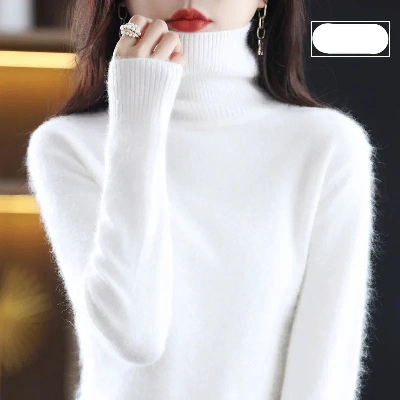 Emma Women's Pure Cashmere Turtleneck Knitted Sweater for Cold Weather