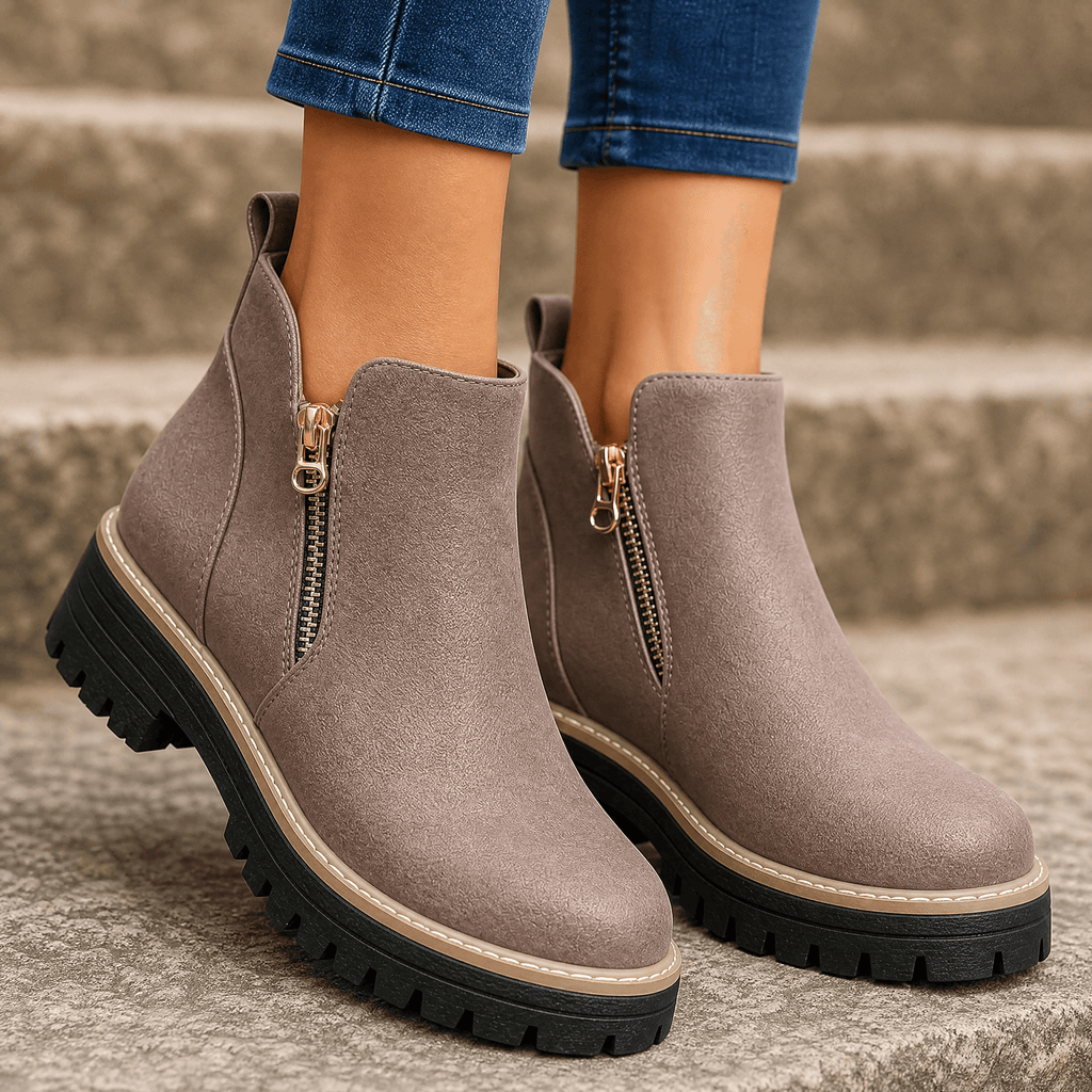 Strida Women's Cushioned Platform Ankle Boots in PU Leather