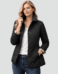 Women's Quilted Button-Front Jacket with Lightweight Padding for Fall