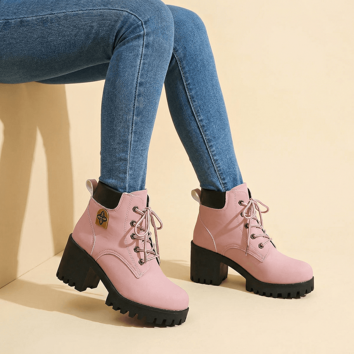 Stridara Chunky Platform Lace-Up Combat Women's Boots