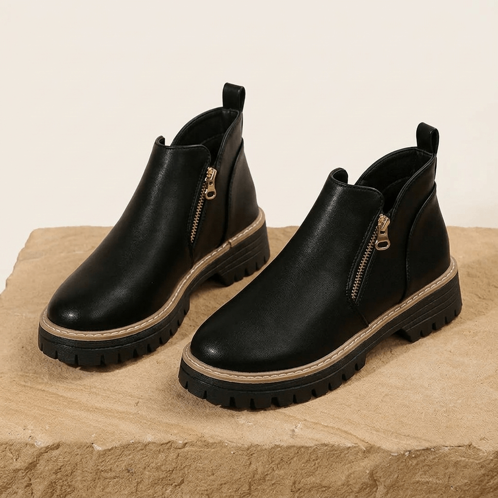 Strida Women's Cushioned Platform Ankle Boots in PU Leather