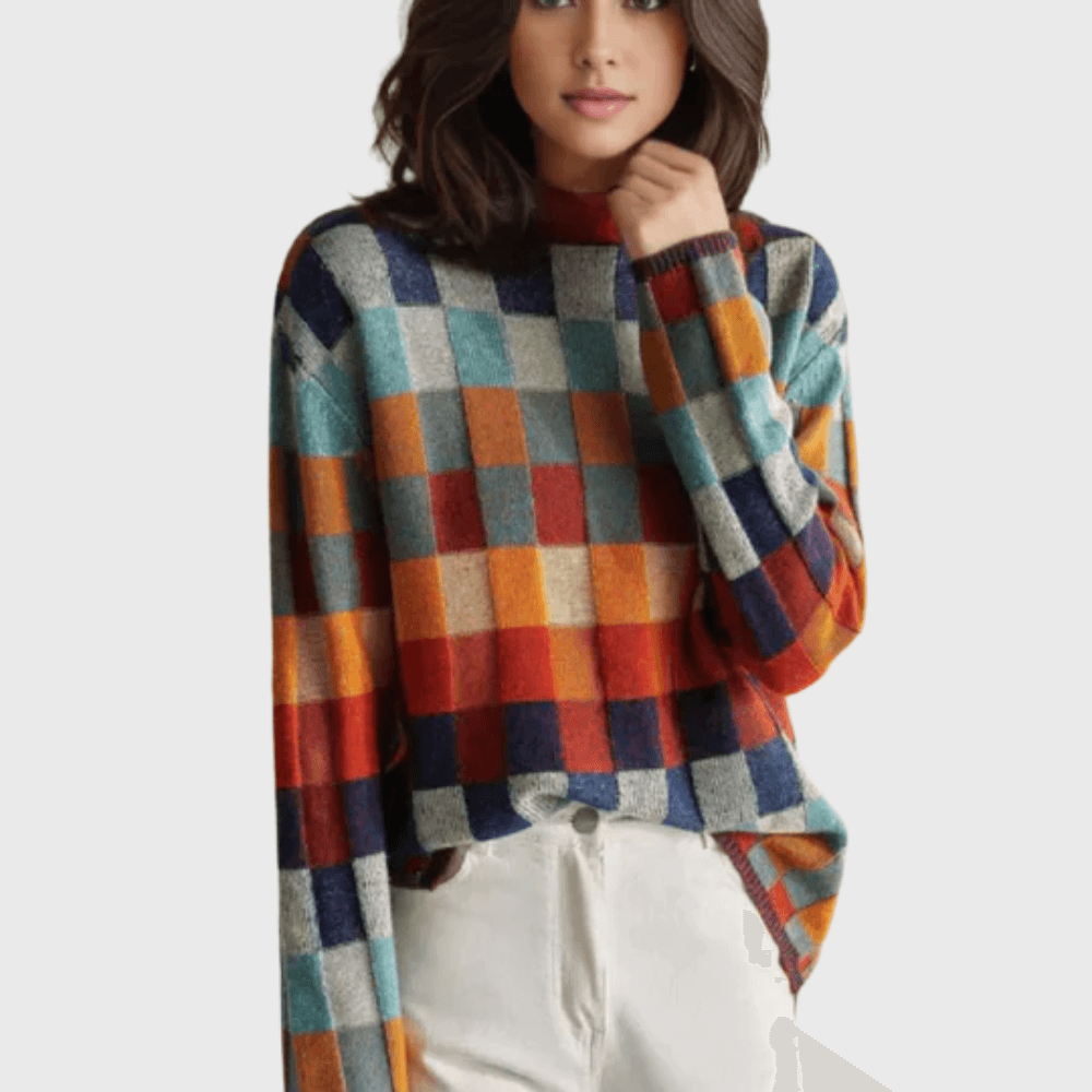 Rachele Color-Block Crew Neck Women's Knit Sweater