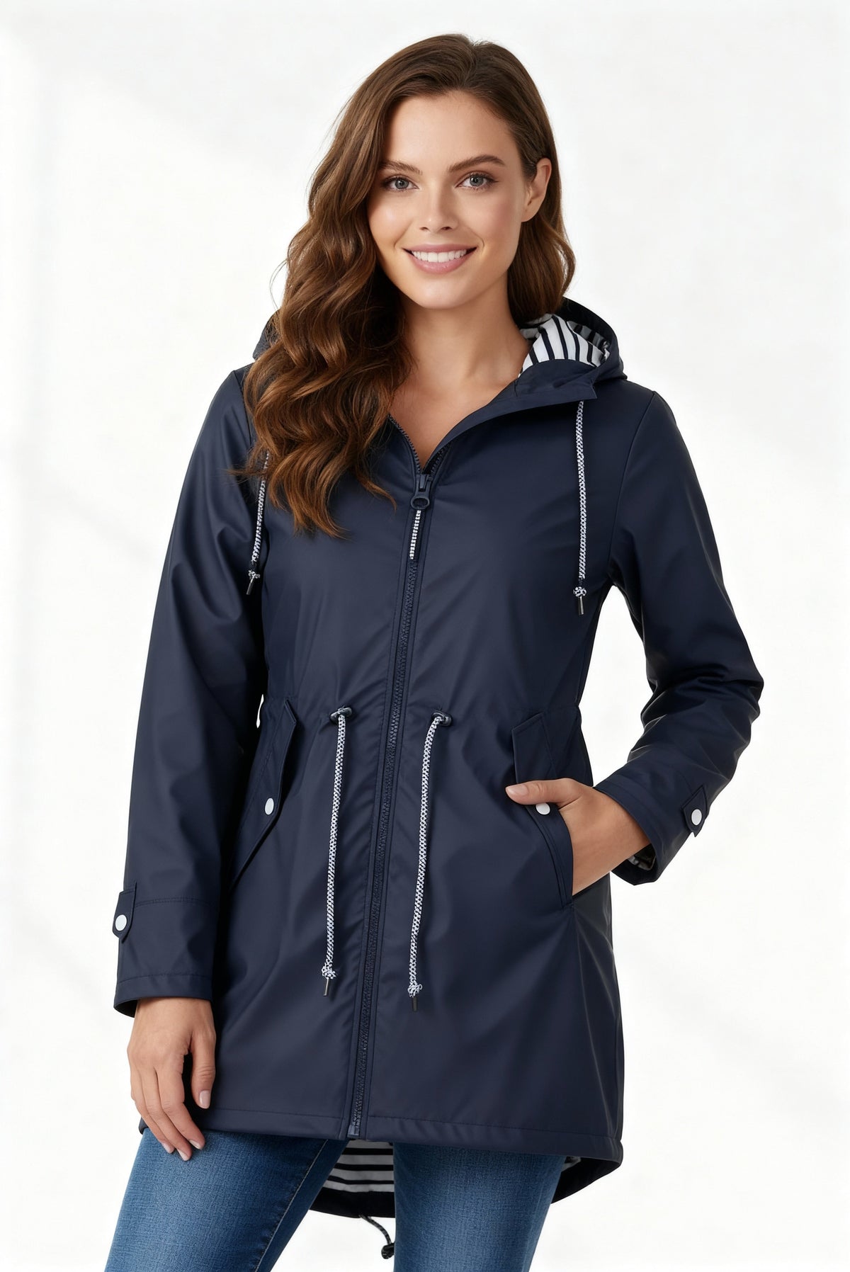 Cliodhna Hooded Oversized Women's Polyester Winter Coat with Drawstring Waist
