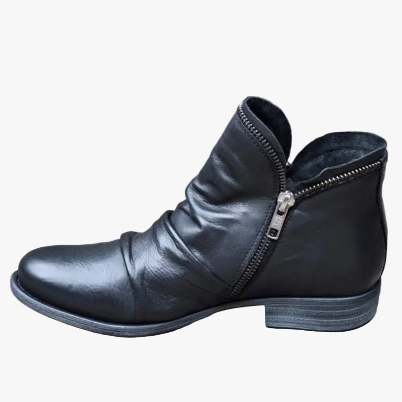 Ruched Ankle Boots with Side Zipper for Fall Boots Wardrobe