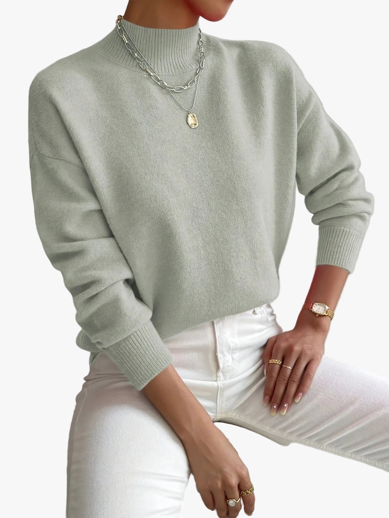 Oversized Turtleneck Sweaters for Women with Ribbed Trim for Fall Layering