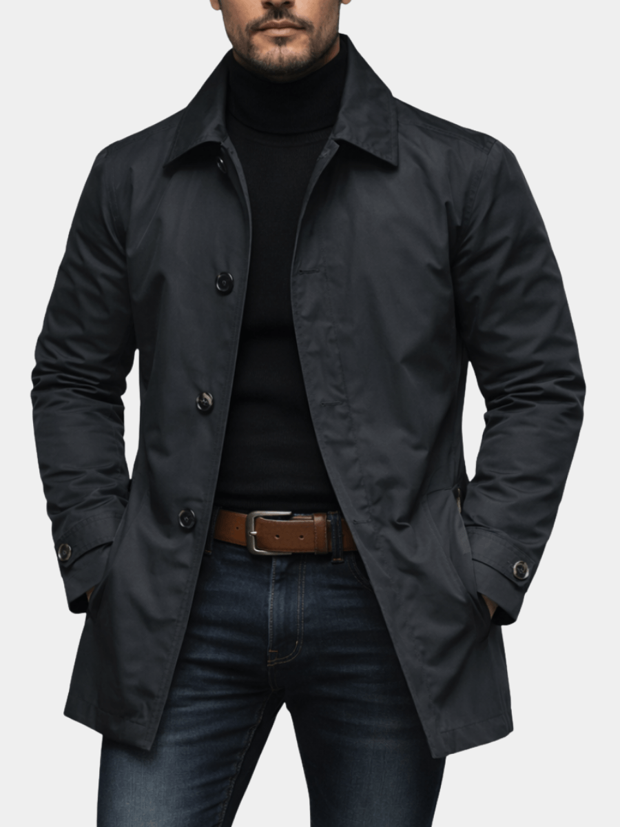 Water-Resistant Quilted-Lined Mac for Men