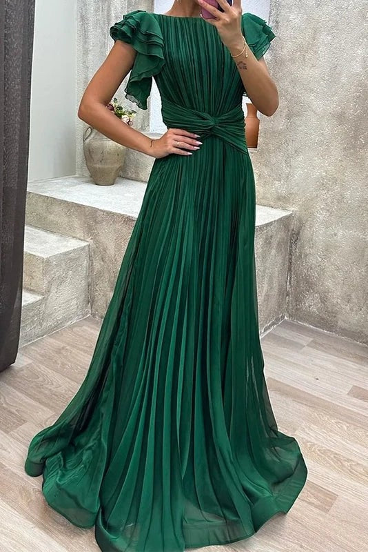 Calista Pleated Chiffon Maxi Dress for Women's Special Occasions