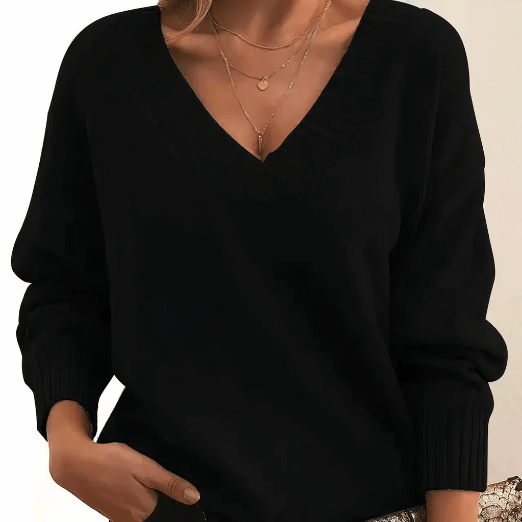 Oversized V Neck Cashmere Sweater with Relaxed Balloon Sleeves