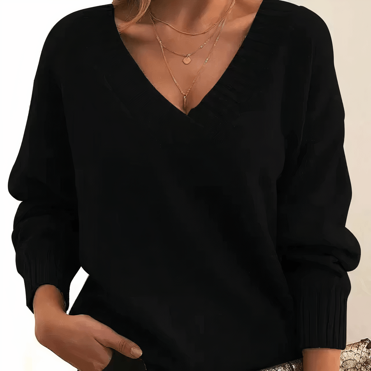 Oversized V Neck Cashmere Sweater with Relaxed Balloon Sleeves