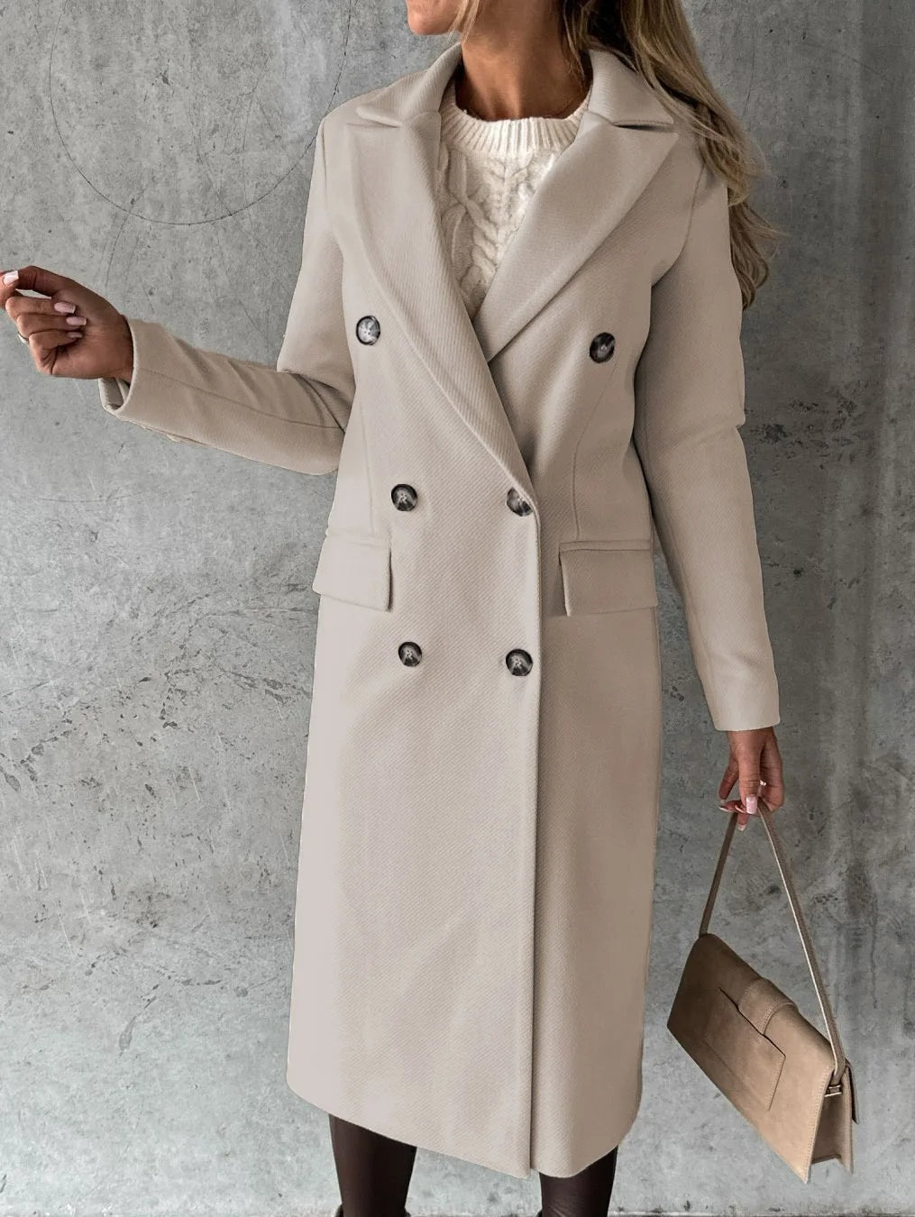 Sibilla Double-Breasted Longline Women's Winter Coat with Tailored Fit