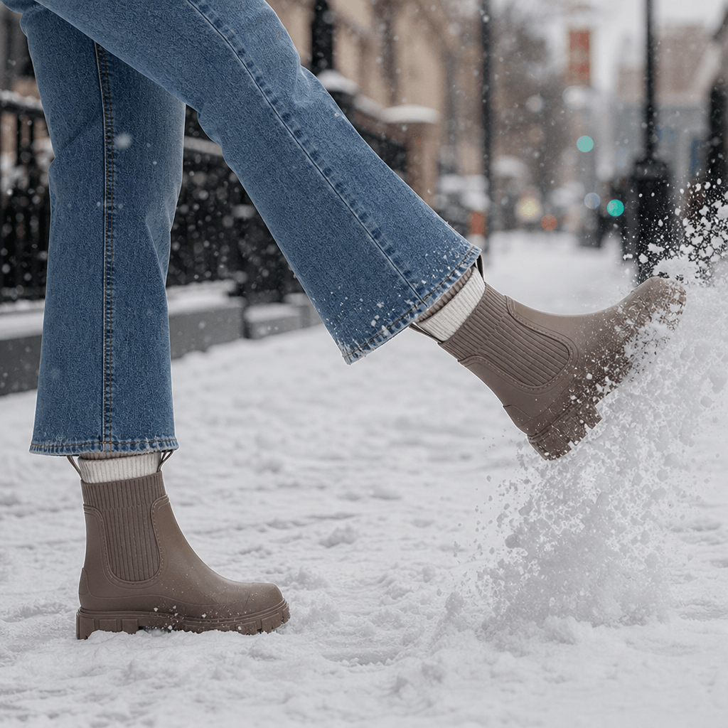 Women's Waterproof PVC Ankle Rain Boots with Stretch Collar