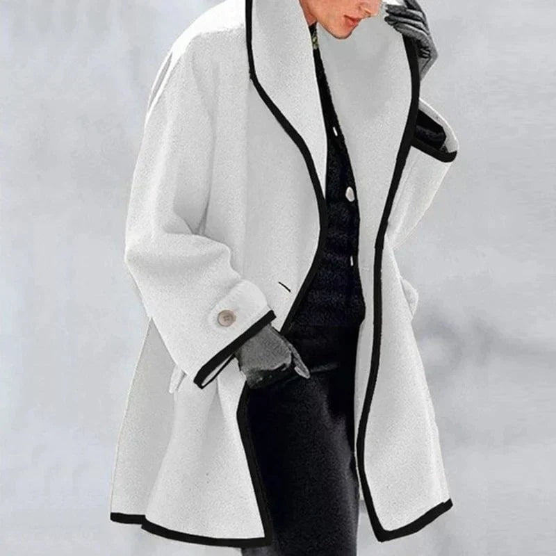 Iratxe Oversized Longline Women's Trench Coat with Contrast Trim