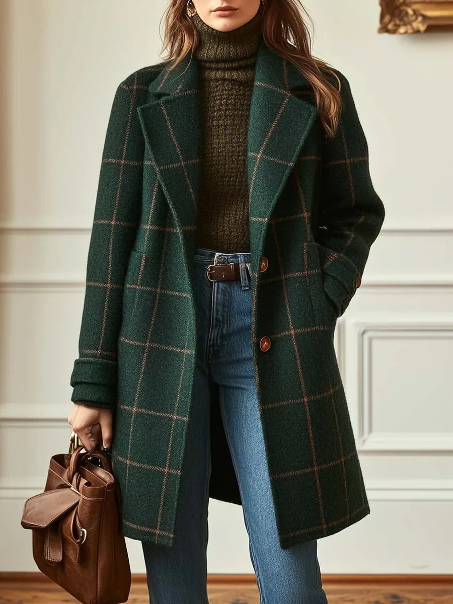 Deirdre Women's Plaid Notch-Lapel Oversized Wool-Blend Winter Coat