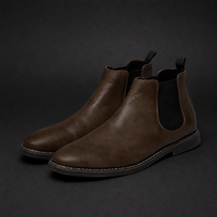 Men's Slip-On Chelsea Ankle Boots with Elastic Side Panels and Heel Pull Tab