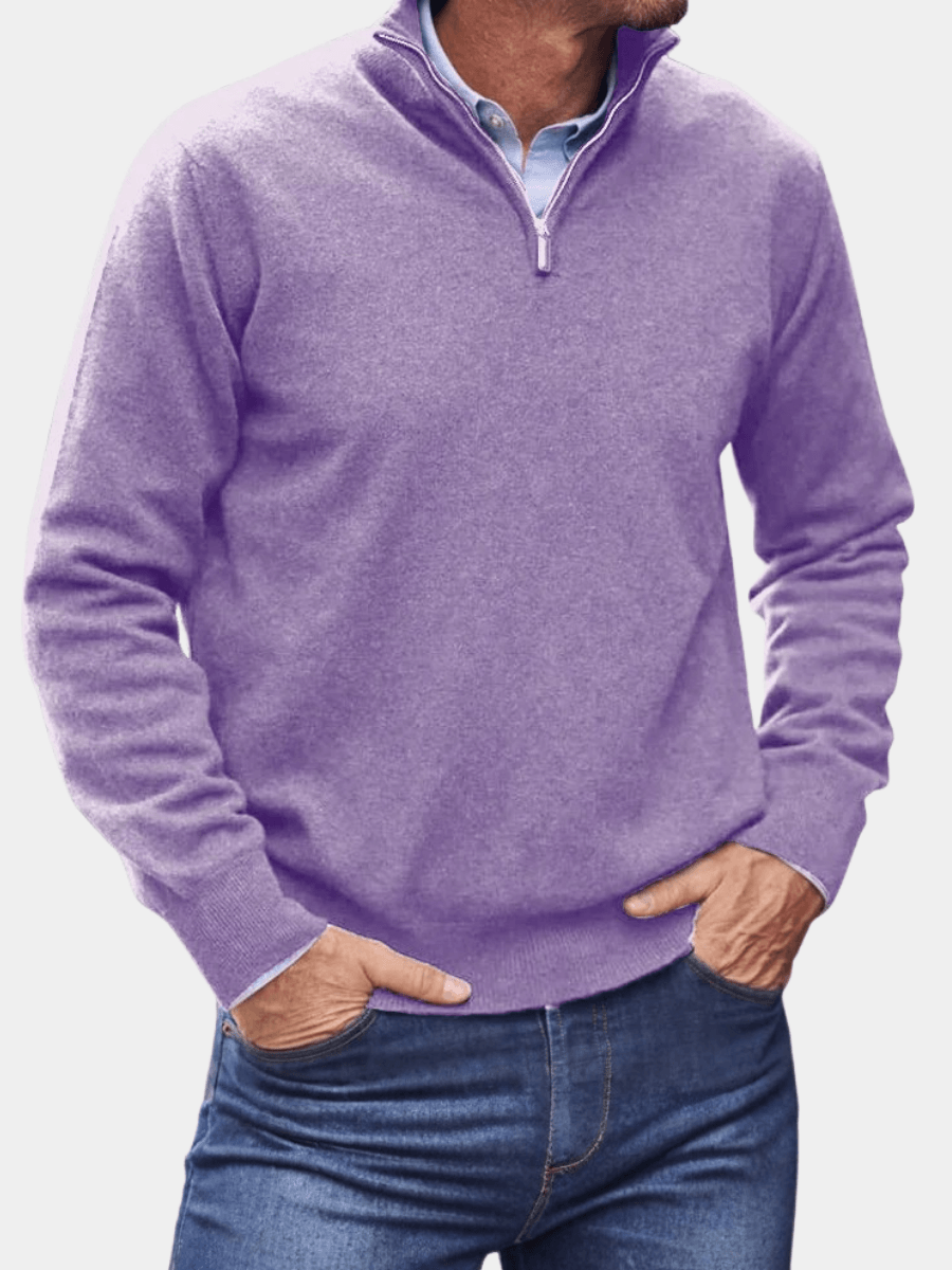 Men's Quarter-Zip Knit Sweater with Layer-Friendly Fit