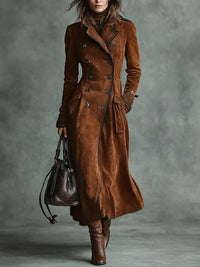 Ragnhild Women's Double-Breasted Notch-Lapel Longline Winter Coat