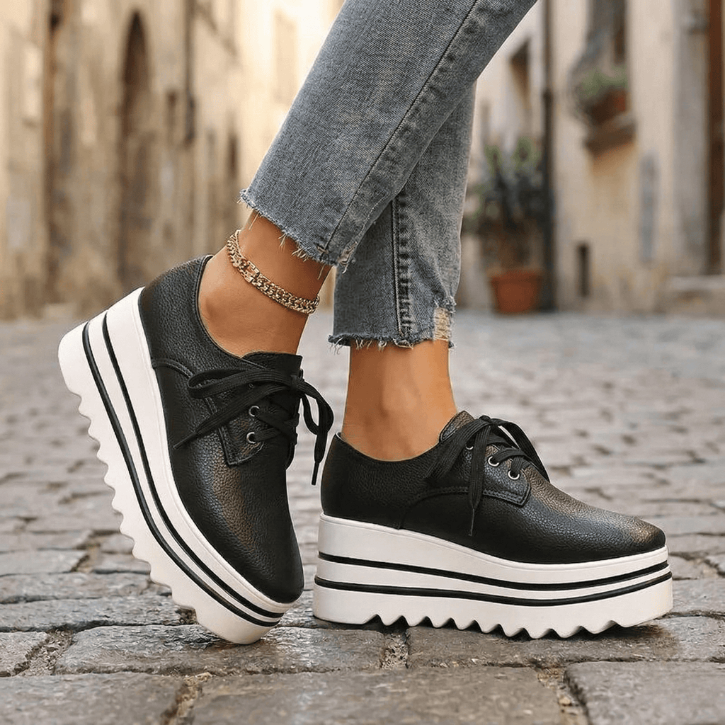 Lace-Up Platform Oxfords with Comfort Sole for Women