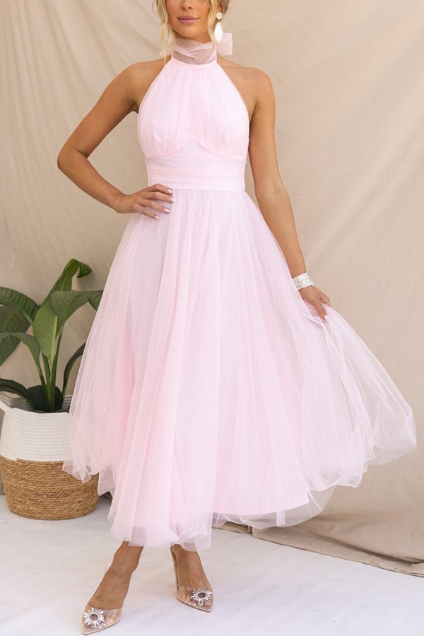 Aylin Tulle Halter-Neck Midi Homecoming Dresses for Prom Night