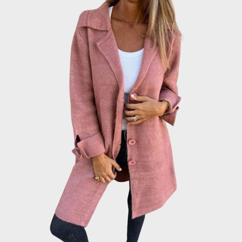 Cunégonde Oversized Notch-Lapel Longline Winter Coat for Women