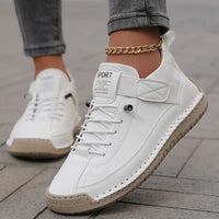 Women's Leather Lace-Up Sneakers with Adjustable Strap for Comfort