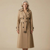 Orlaith Belted Double-Breasted Women's Trench Coat with Notched Lapel