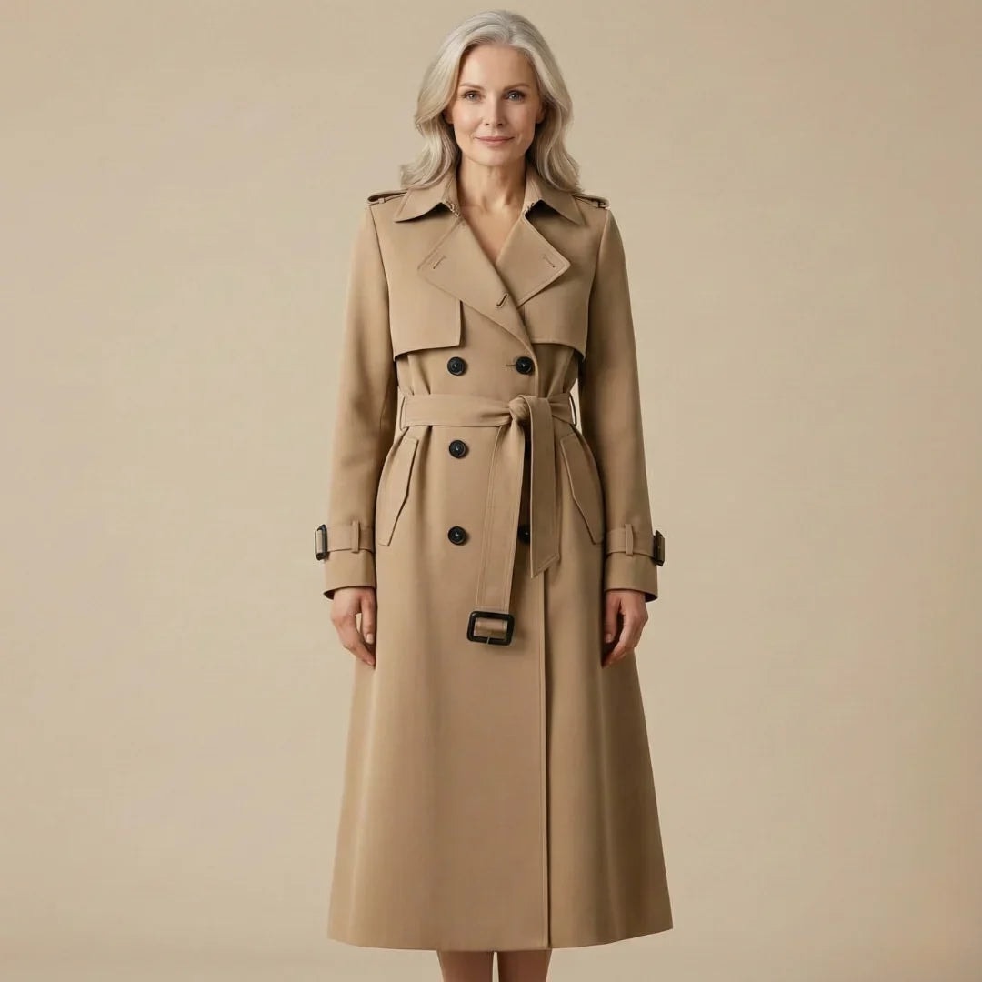 Orlaith Belted Double-Breasted Women's Trench Coat with Notched Lapel
