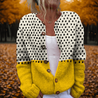 Adeline Polka Dot Colorblock Knitted Cardigan Sweater for Women