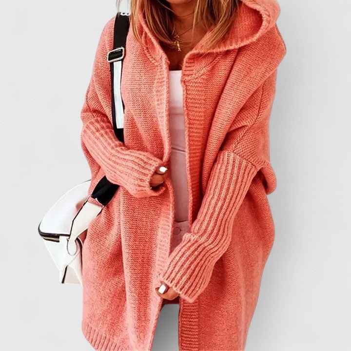 Rosalynne Hooded Oversized Knitted Cardigan for Women with Pockets