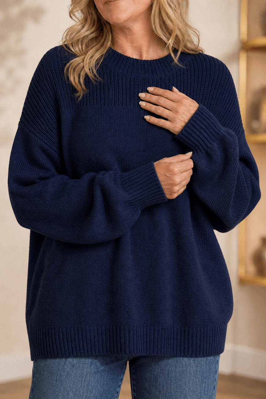 Women's Ribbed Dropped-Shoulder Oversized Knit Sweater