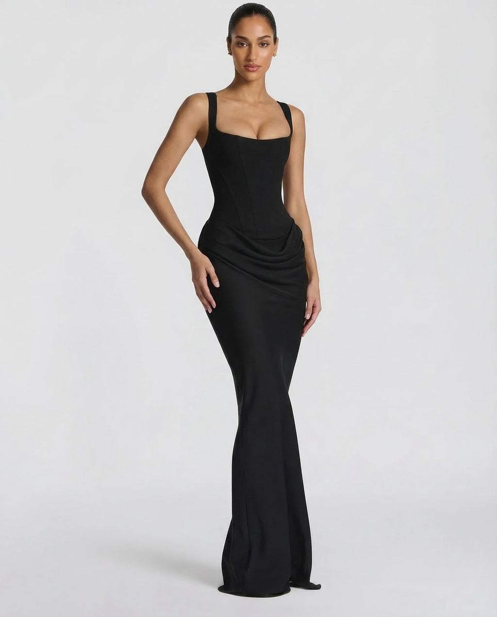 Corset Maxi Fall Dresses for Women with Draped Waist for Wedding Guest Events
