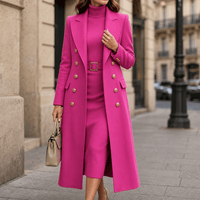 Women's Double-Breasted Structured Wool-Look Winter Coat