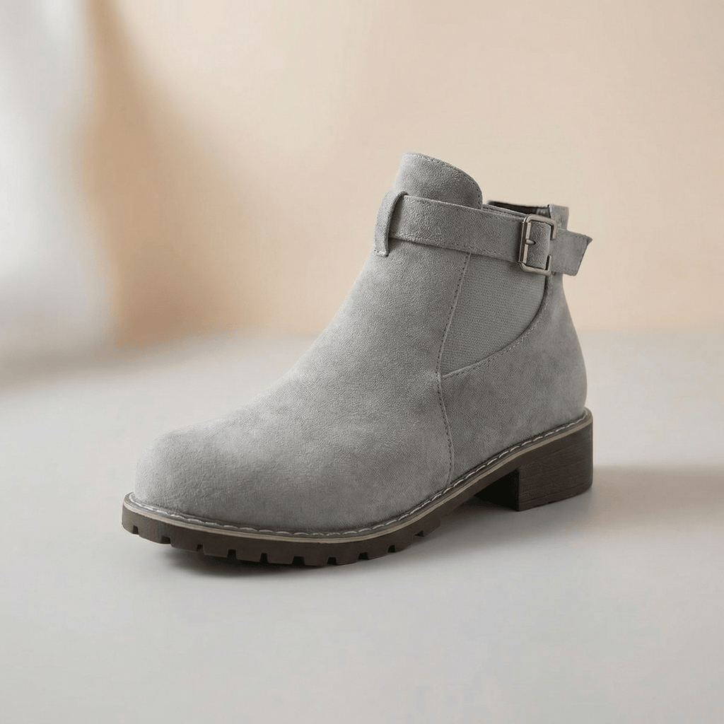 Stridella Suede-Look Women's Ankle Boots with Buckle Strap and Chunky Lug Sole