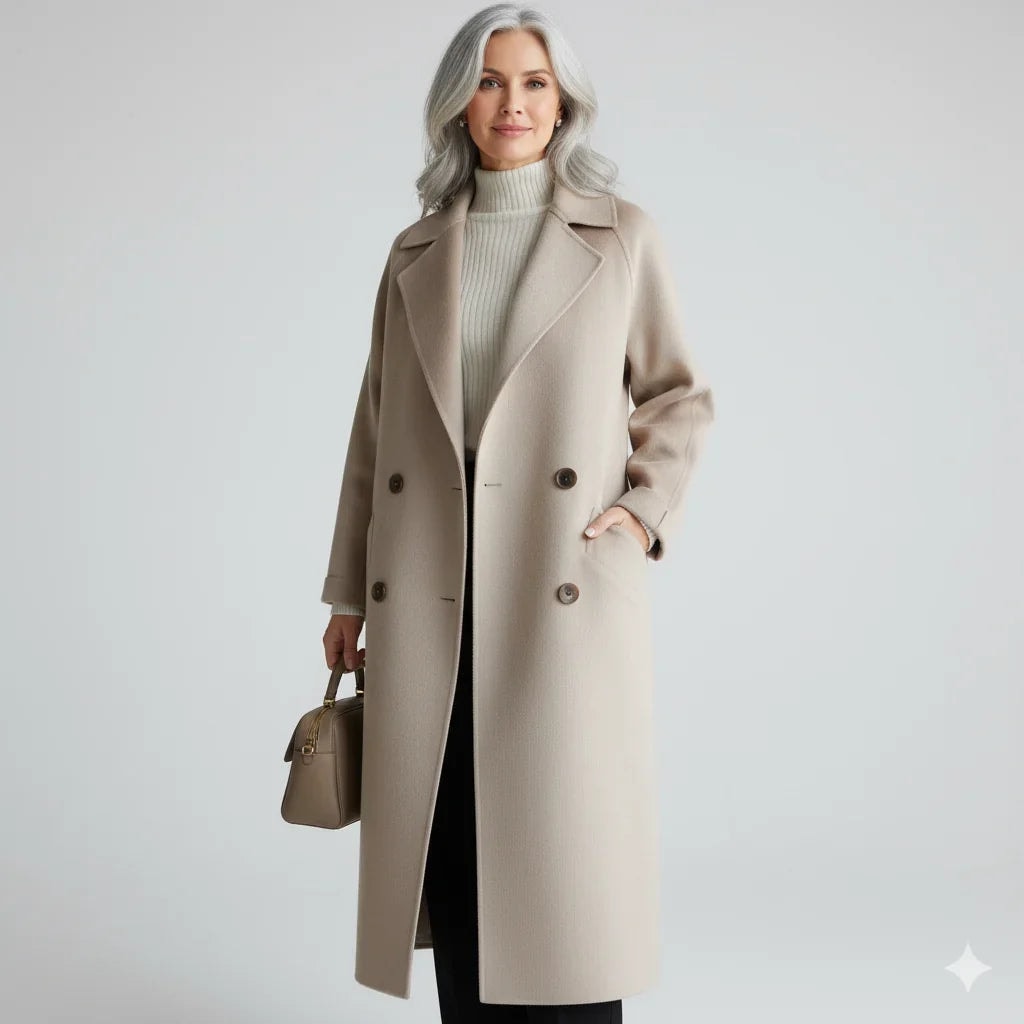 Eluned Double-Breasted Notch-Lapel Winter Coat for Women