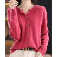 Niki Button-Front Women's Knitted Cardigan Sweater in Merino Cashmere Blend