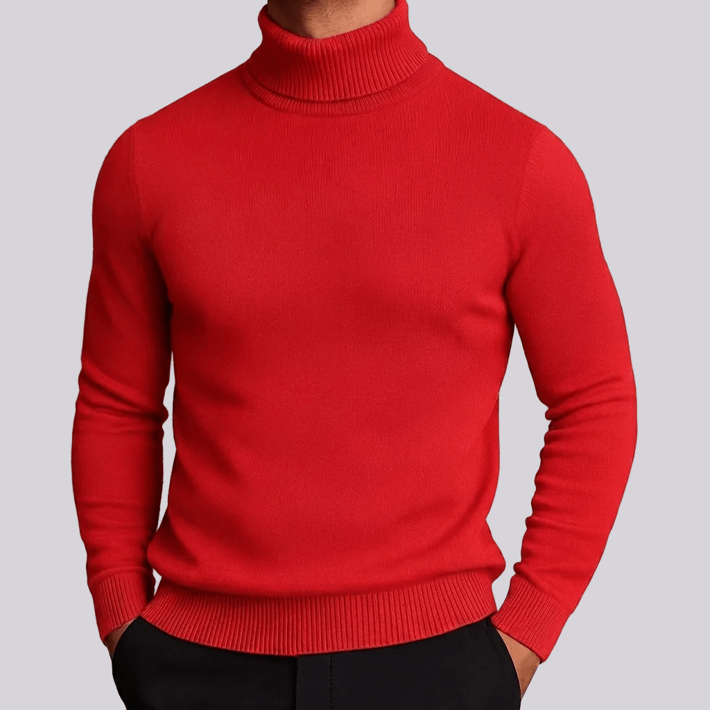 Ribbed Turtleneck Pullover Mens Sweaters with Long Sleeves for Fall Layering