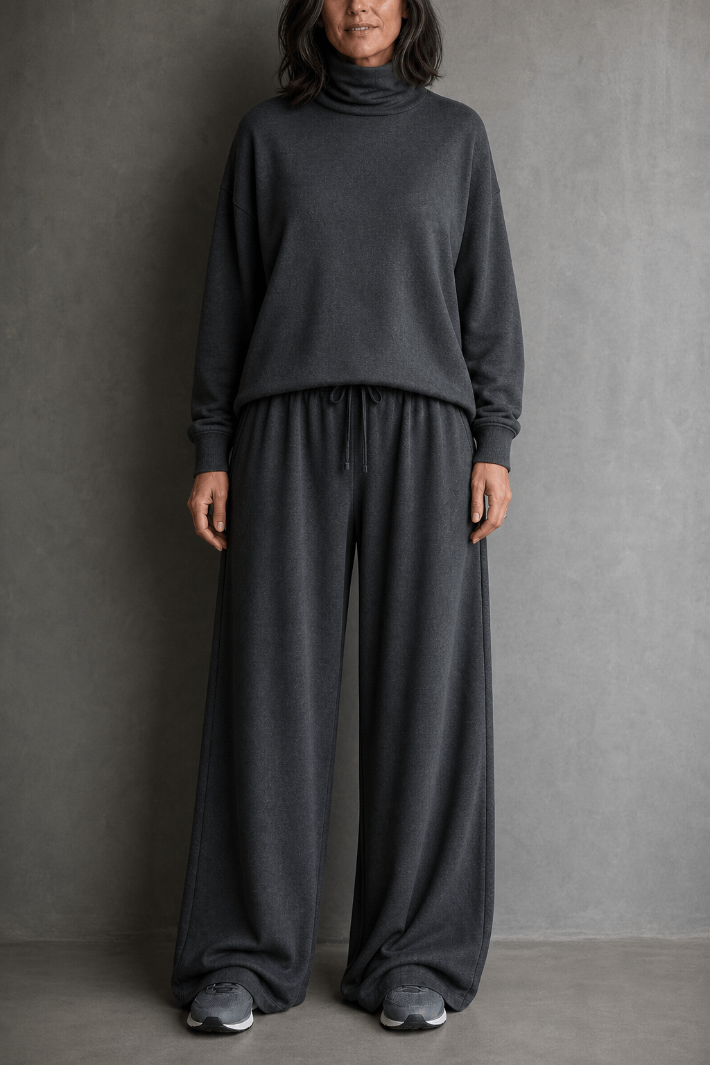 Women's Turtleneck Top and Wide-Leg Pants Two Piece Set