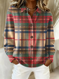 Esmeralda Women's Plaid Cotton Blend Long Sleeve Button-Up Blouse