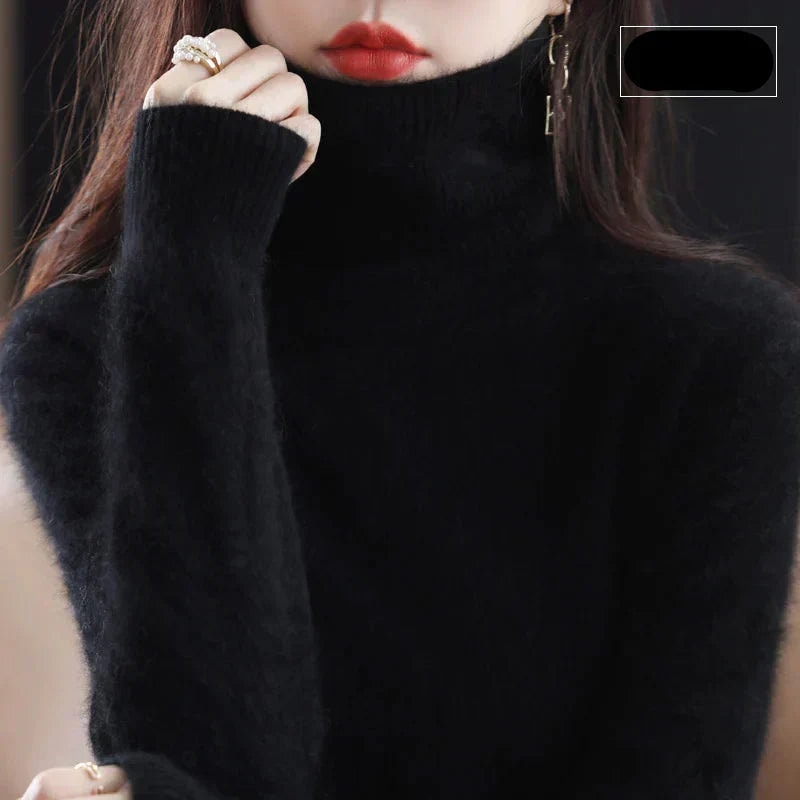 Emma Women's Pure Cashmere Turtleneck Knitted Sweater for Cold Weather