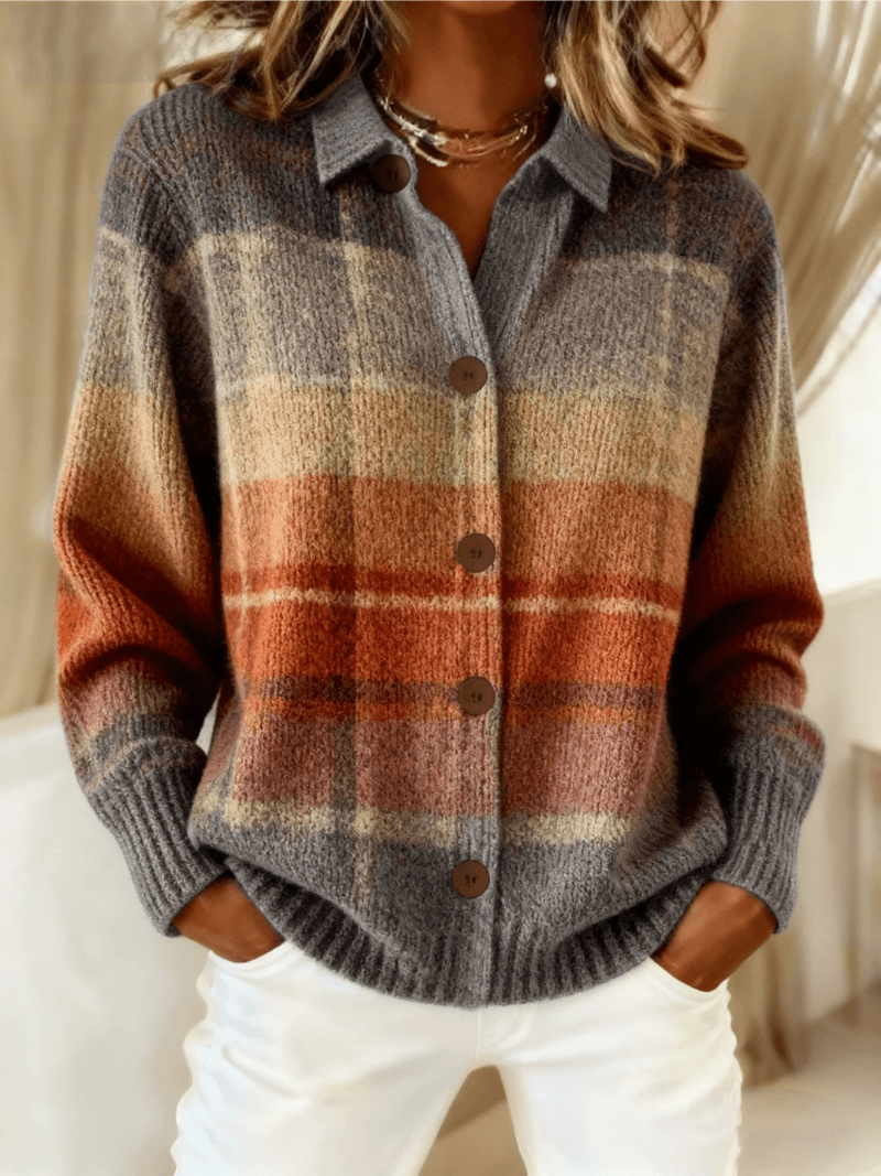 Esmeralda Women's Plaid Cotton Blend Long Sleeve Button-Up Blouse