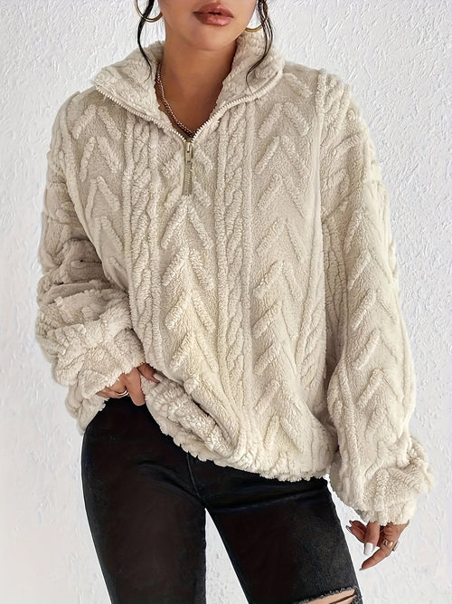 Aicha | Textured Half-Zip Oversized Sweater with Wrap Front
