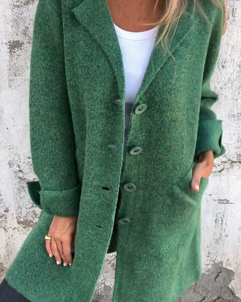 Cunégonde Oversized Notch-Lapel Longline Winter Coat for Women