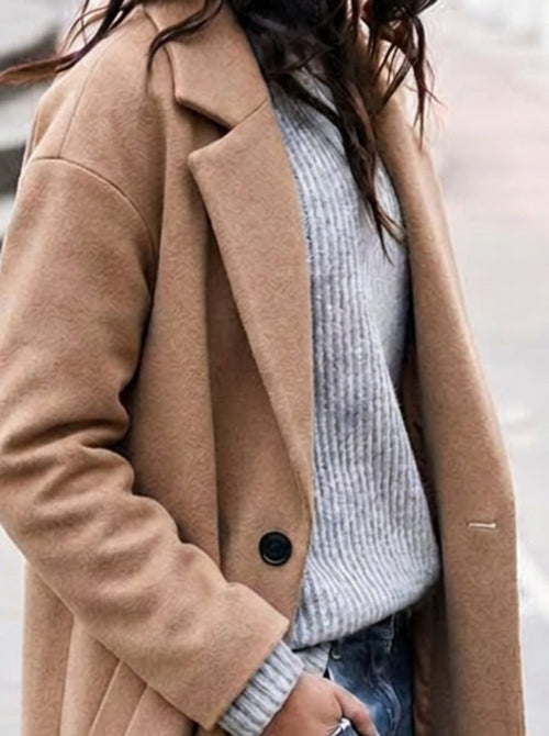 Angelika Women's Oversized Longline Winter Coat with Lapel
