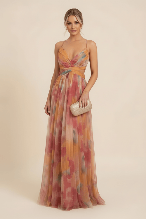 Angela Floral Print Cutout Waist Maxi Dress for Autumn Wedding Guests