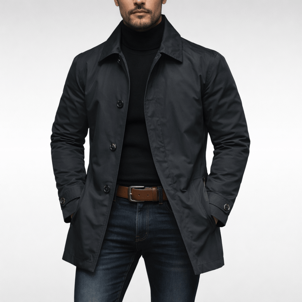 Water-Resistant Quilted-Lined Mac for Men