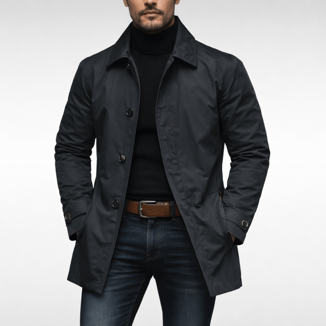 Water-Resistant Quilted-Lined Mac for Men