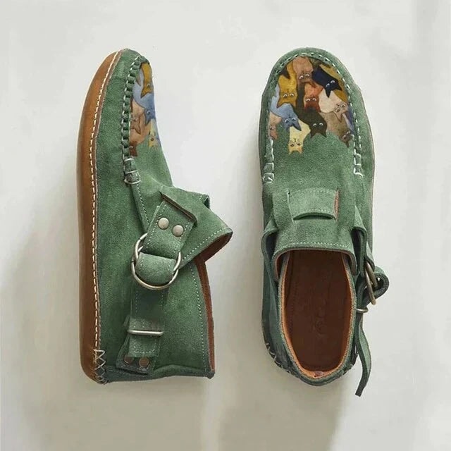 Women's Shearling-Lined Suede Winter Ankle Boots with Buckle Strap