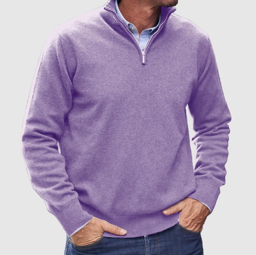 Men's Quarter-Zip Knit Sweater with Layer-Friendly Fit