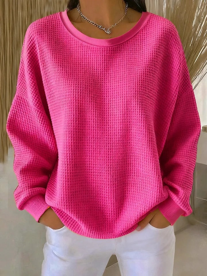 Lucille Waffle-Knit Oversized Pullover Sweater for Women