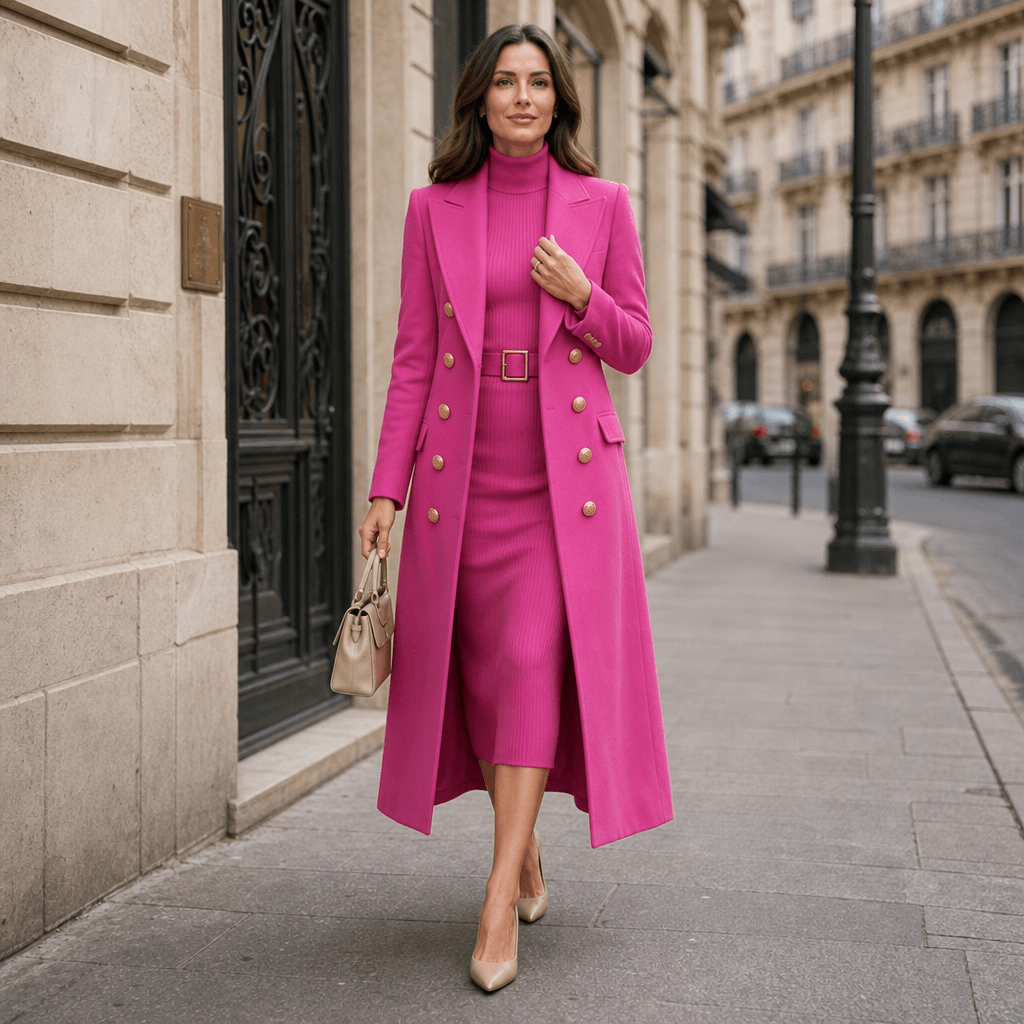 Women's Double-Breasted Structured Wool-Look Winter Coat