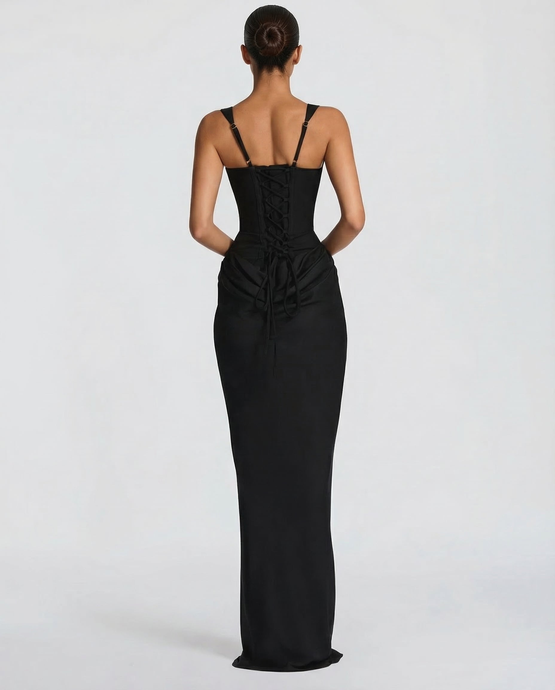 Corset Maxi Fall Dresses for Women with Draped Waist for Wedding Guest Events